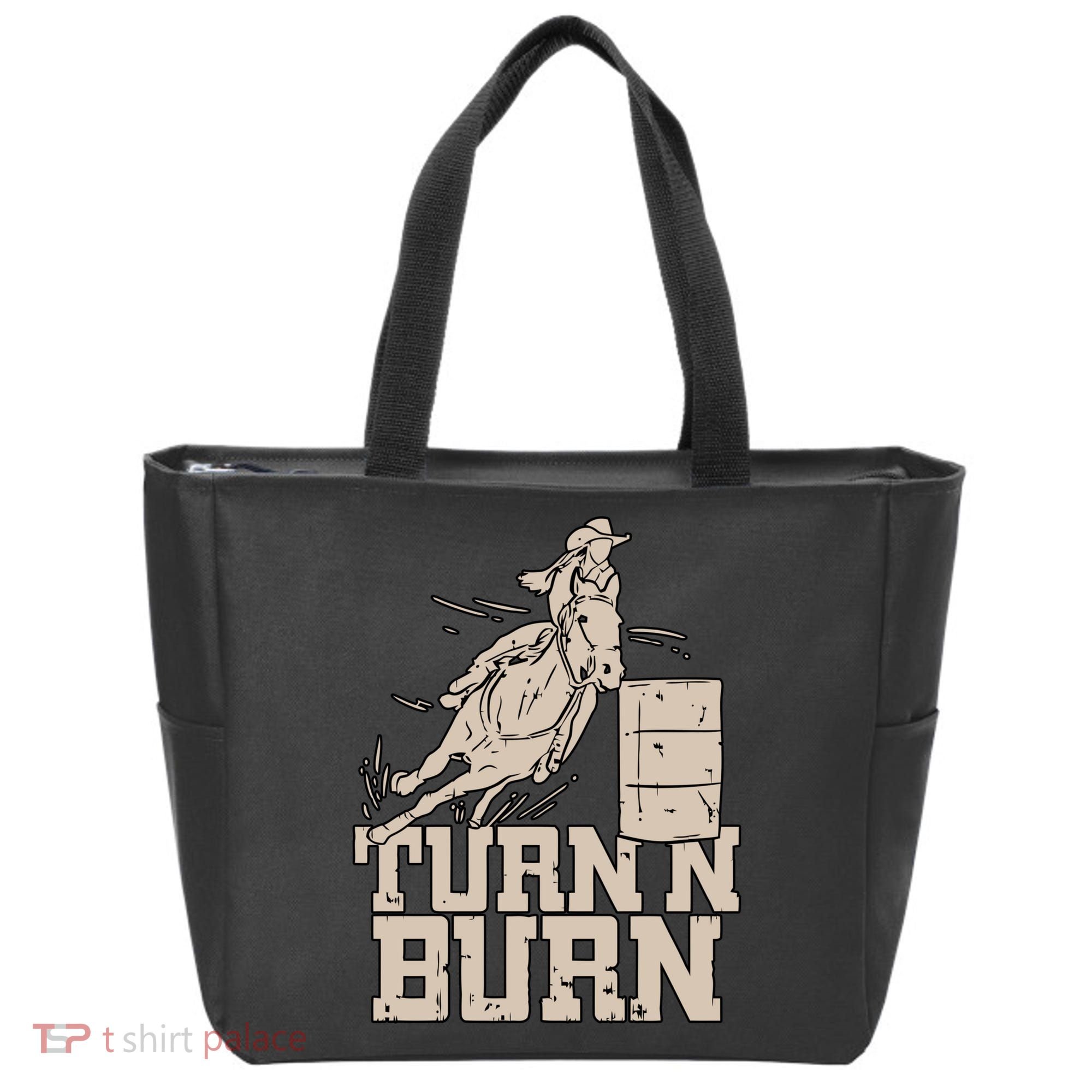 Barrel Racing Racer Rodeo Turn N Burn Tote Bag