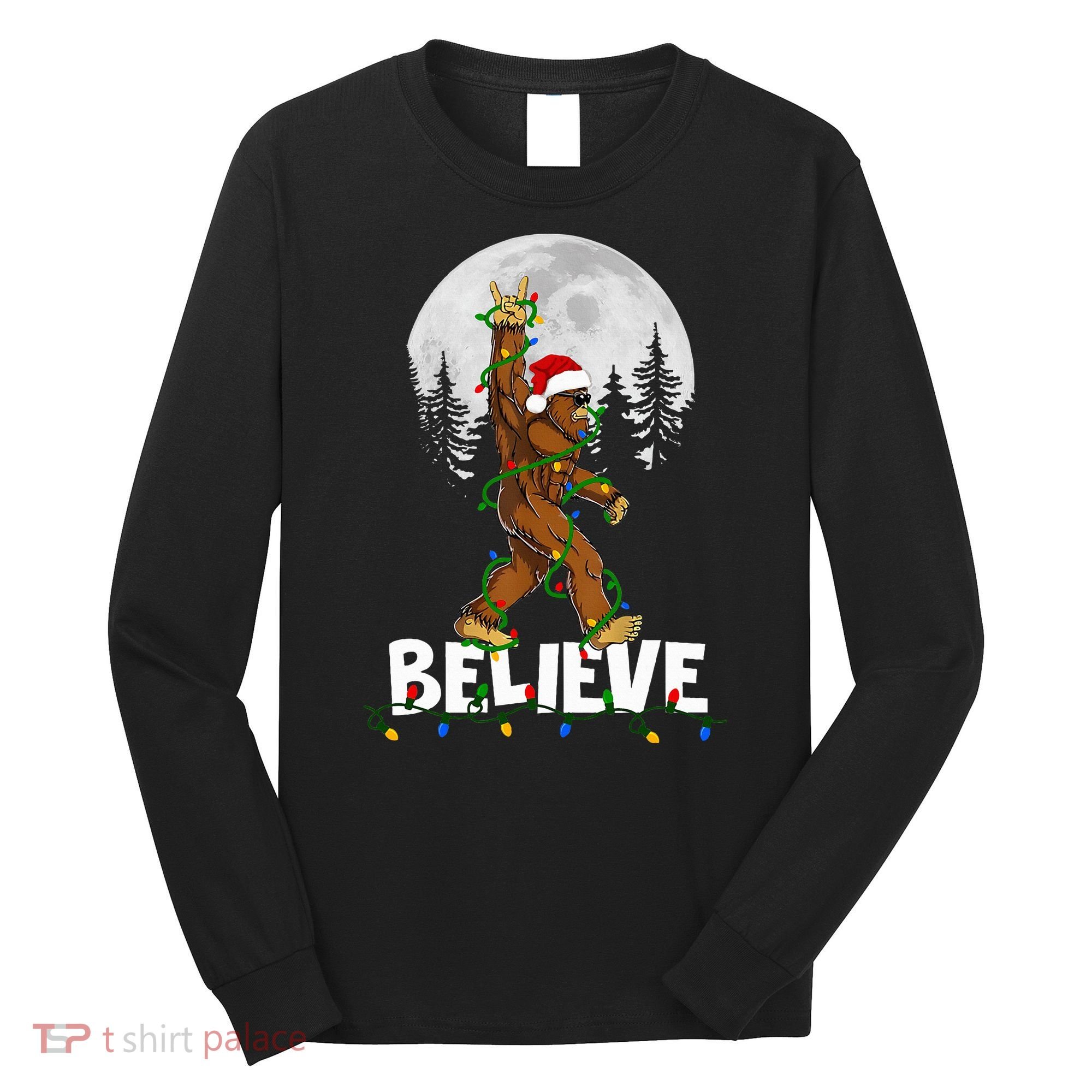Bigfoot Rock Roll Sasquatch Christmas Believe Gifts  Long Sleeve Shirt