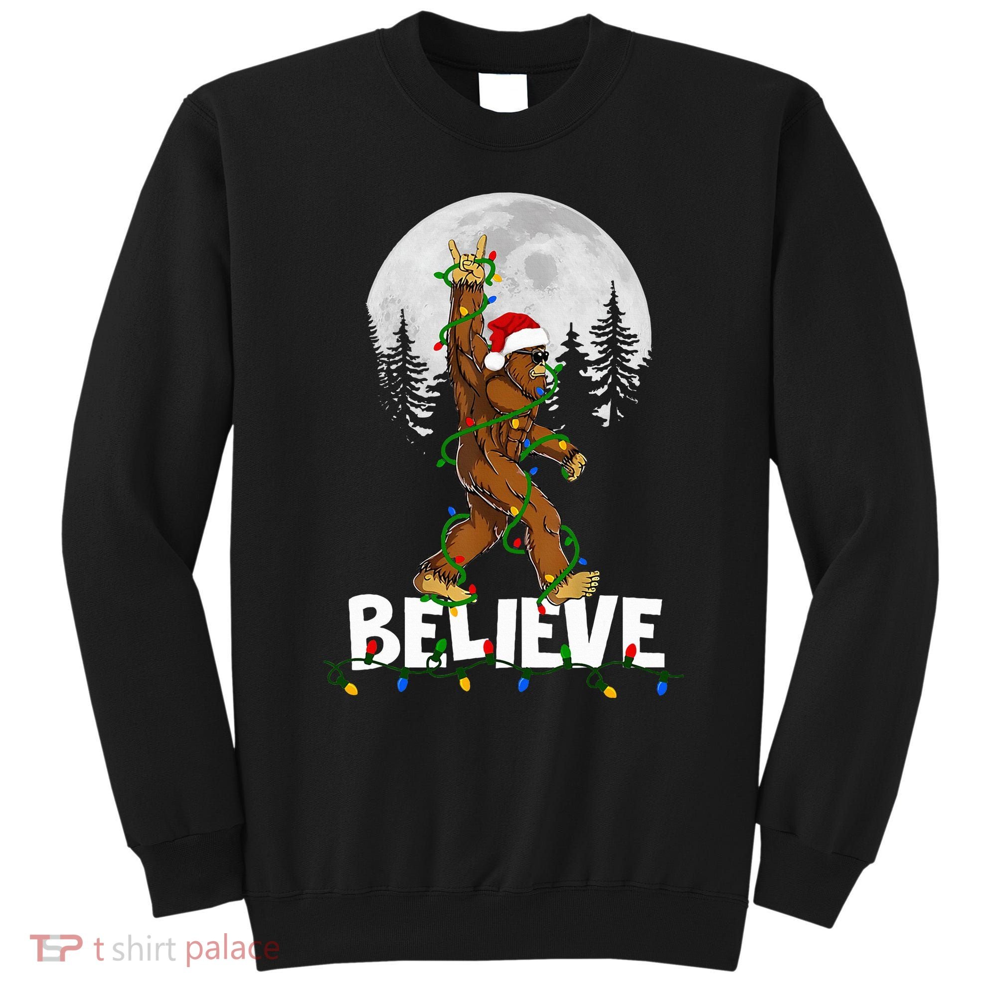 Bigfoot Rock Roll Sasquatch Christmas Believe Gifts  Sweatshirt