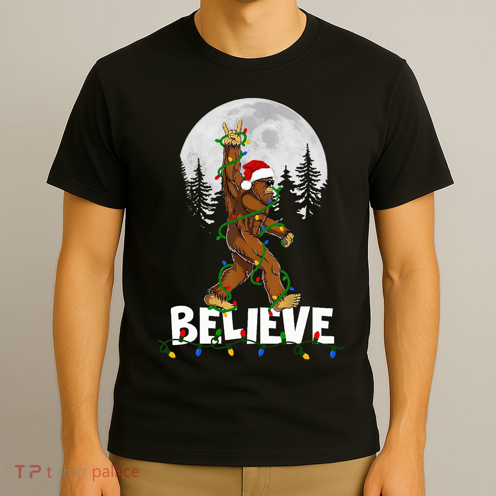 Bigfoot Rock Roll Sasquatch Christmas Believe Gifts  T-Shirt