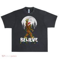 Bigfoot Rock Roll Sasquatch Christmas Believe Gifts  Urban Oversized Heavyweight T-Shirt thumb 0