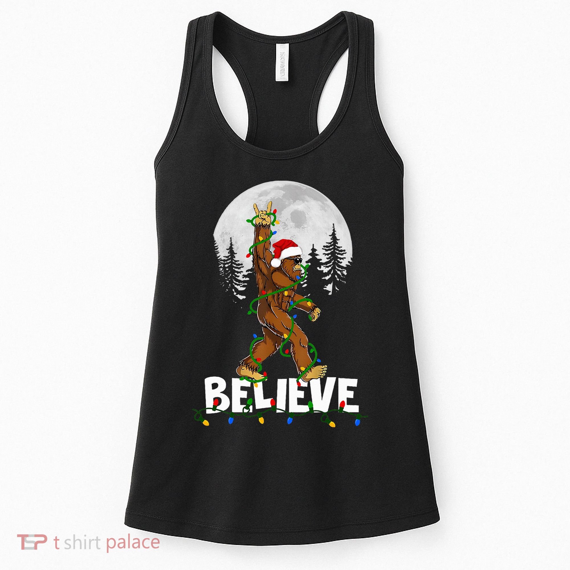 Bigfoot Rock Roll Sasquatch Christmas Believe Gifts  Women's Tank Top