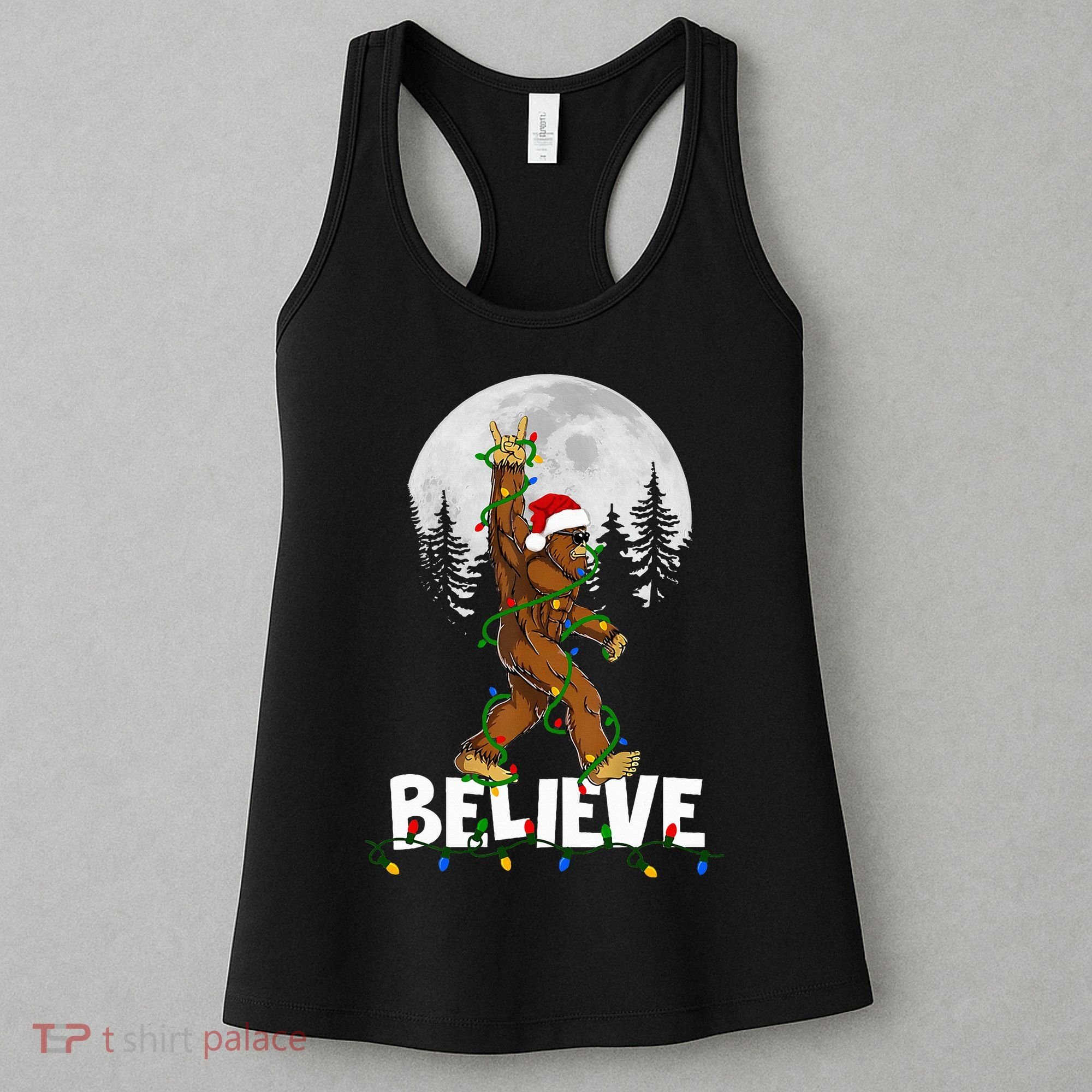 Bigfoot Rock Roll Sasquatch Christmas Believe Gifts  Women's Tank Top
