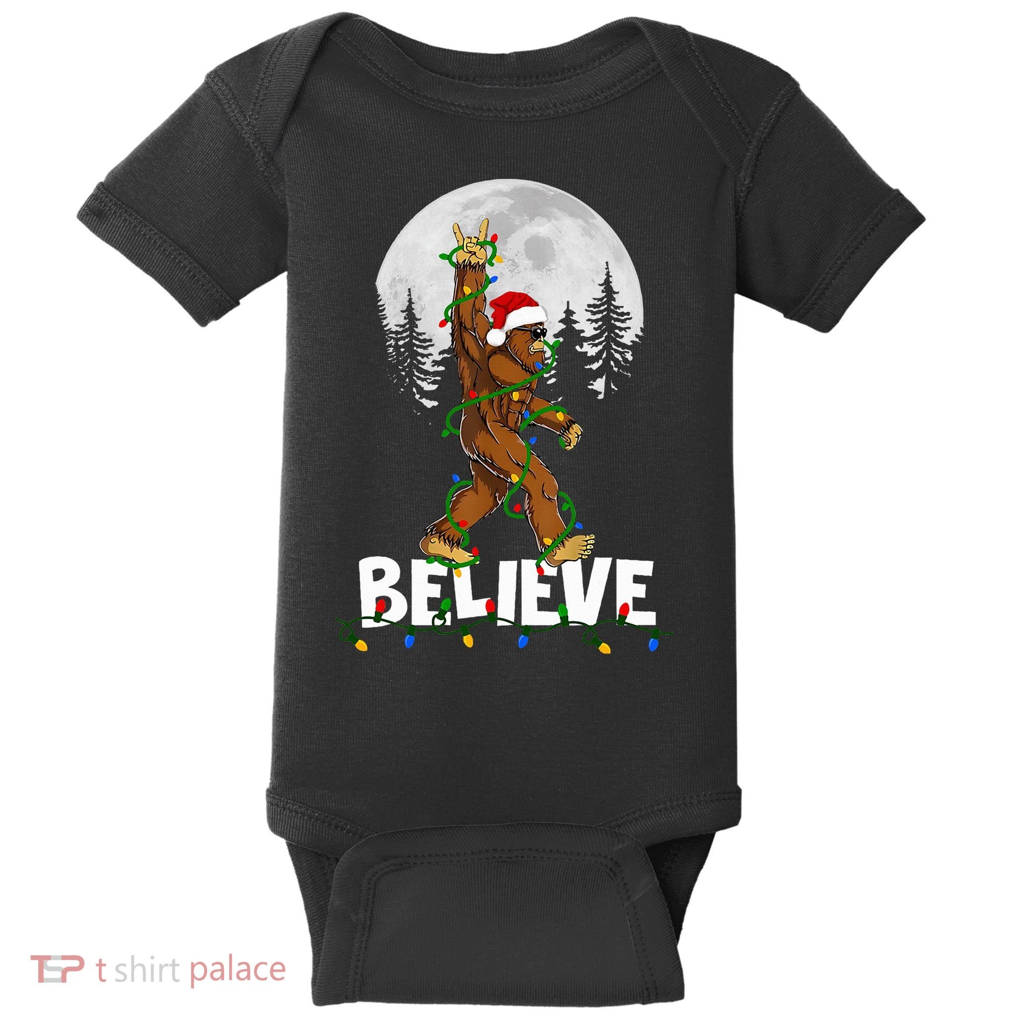 Bigfoot Rock Roll Sasquatch Christmas Believe Gifts  Baby Bodysuit