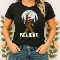 Bigfoot Rock Roll Sasquatch Christmas Believe Gifts  Women's T-Shirt thumb 2