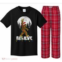 Bigfoot Rock Roll Sasquatch Christmas Believe Gifts  Kids Plaid Pajama Set thumb 0