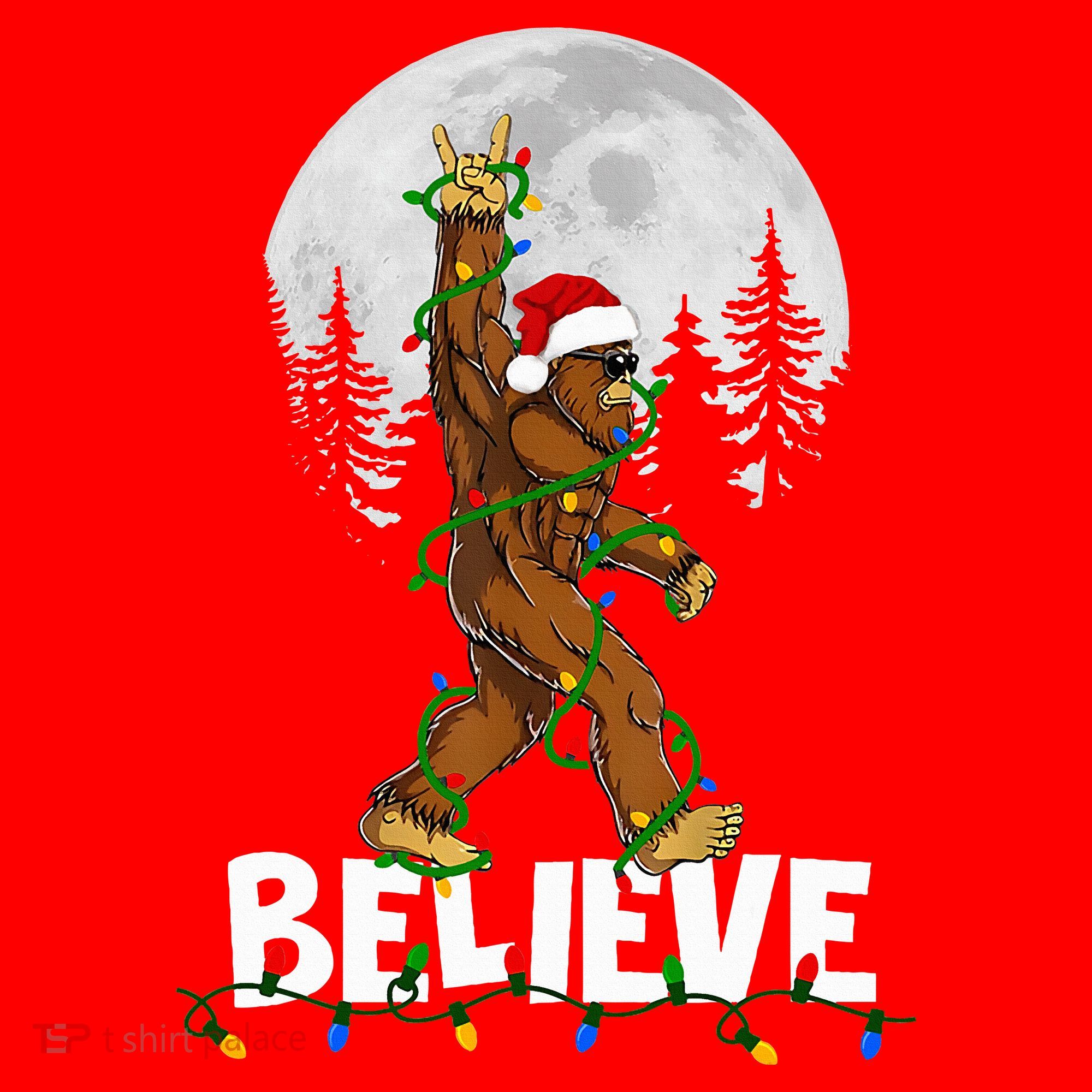 Bigfoot Rock Roll Sasquatch Christmas Believe Gifts  Santa Hat