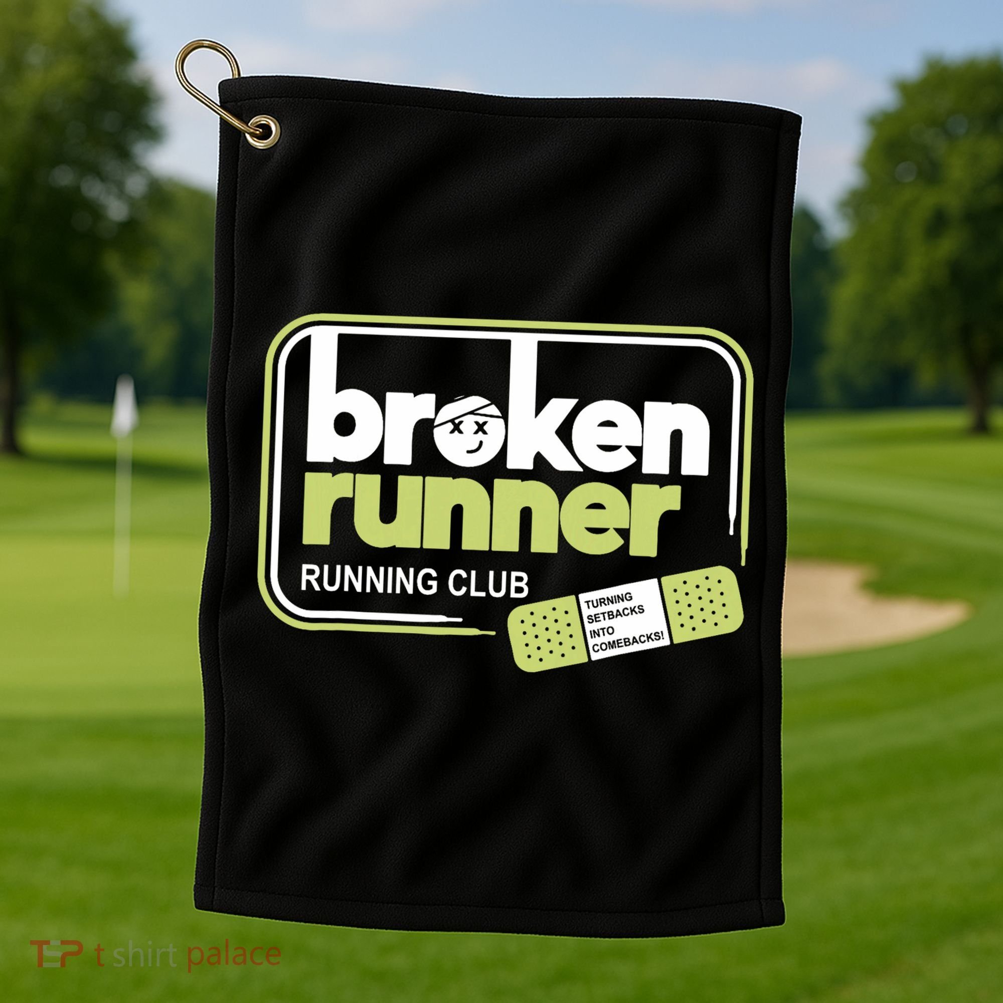 Broken Runner Running Club Turning Setbacks Meme Golf Towel