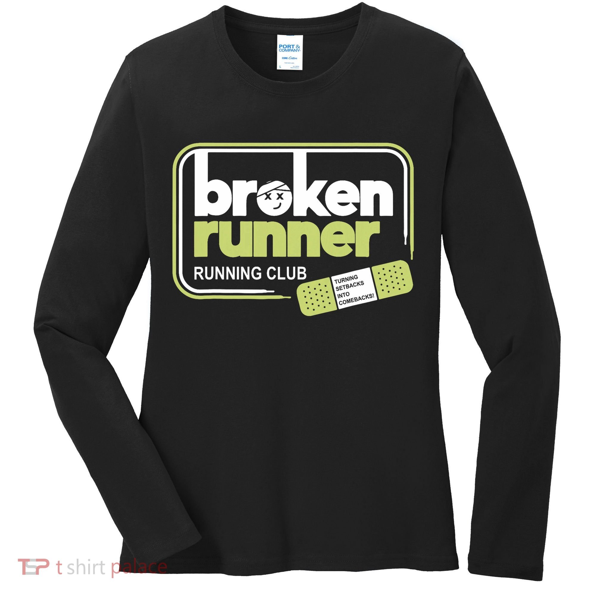 Broken Runner Running Club Turning Setbacks Meme Women's Long Sleeve Shirt