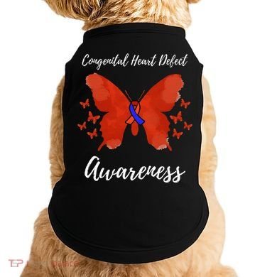 Blue Red Ribbon CHD Congenital Heart Defect Awareness Doggie Tank