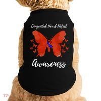 Blue Red Ribbon CHD Congenital Heart Defect Awareness Doggie Tank thumb 0