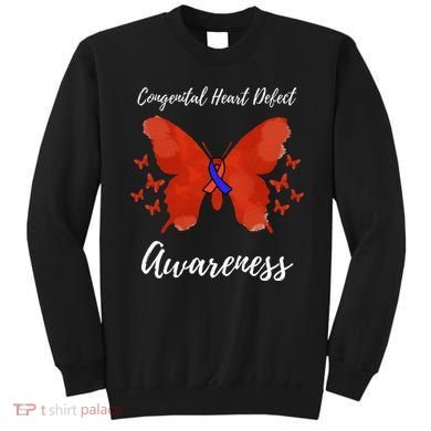 Blue Red Ribbon CHD Congenital Heart Defect Awareness Sweatshirt