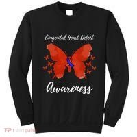 Blue Red Ribbon CHD Congenital Heart Defect Awareness Sweatshirt thumb 0