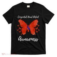 Blue Red Ribbon CHD Congenital Heart Defect Awareness T-Shirt thumb 0