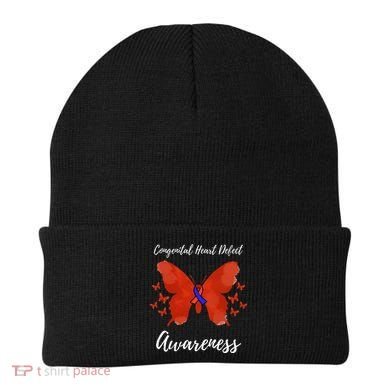 Blue Red Ribbon CHD Congenital Heart Defect Awareness Beanie