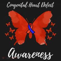 Blue Red Ribbon CHD Congenital Heart Defect Awareness Coaster thumb 2