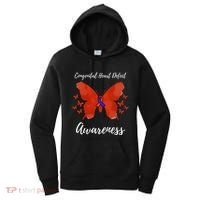 Blue Red Ribbon CHD Congenital Heart Defect Awareness Women's Hoodie thumb 0