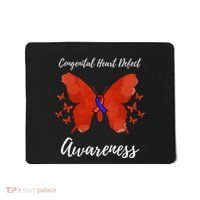 Blue Red Ribbon CHD Congenital Heart Defect Awareness Mousepad thumb 0