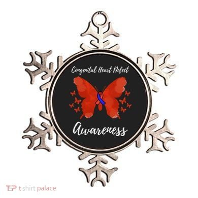 Blue Red Ribbon CHD Congenital Heart Defect Awareness Ornament