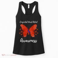 Blue Red Ribbon CHD Congenital Heart Defect Awareness Women's Tank Top thumb 0