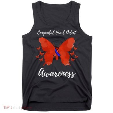 Blue Red Ribbon CHD Congenital Heart Defect Awareness Tank Top