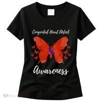 Blue Red Ribbon CHD Congenital Heart Defect Awareness Women's T-Shirt thumb 0