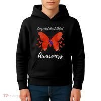 Blue Red Ribbon CHD Congenital Heart Defect Awareness Kids Hoodie thumb 4