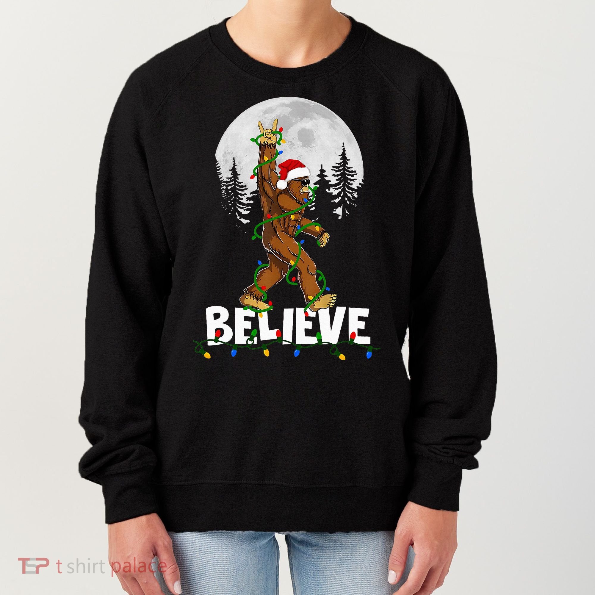 Bigfoot Rock Roll Sasquatch Christmas Believe Gifts  Women's Sweatshirt