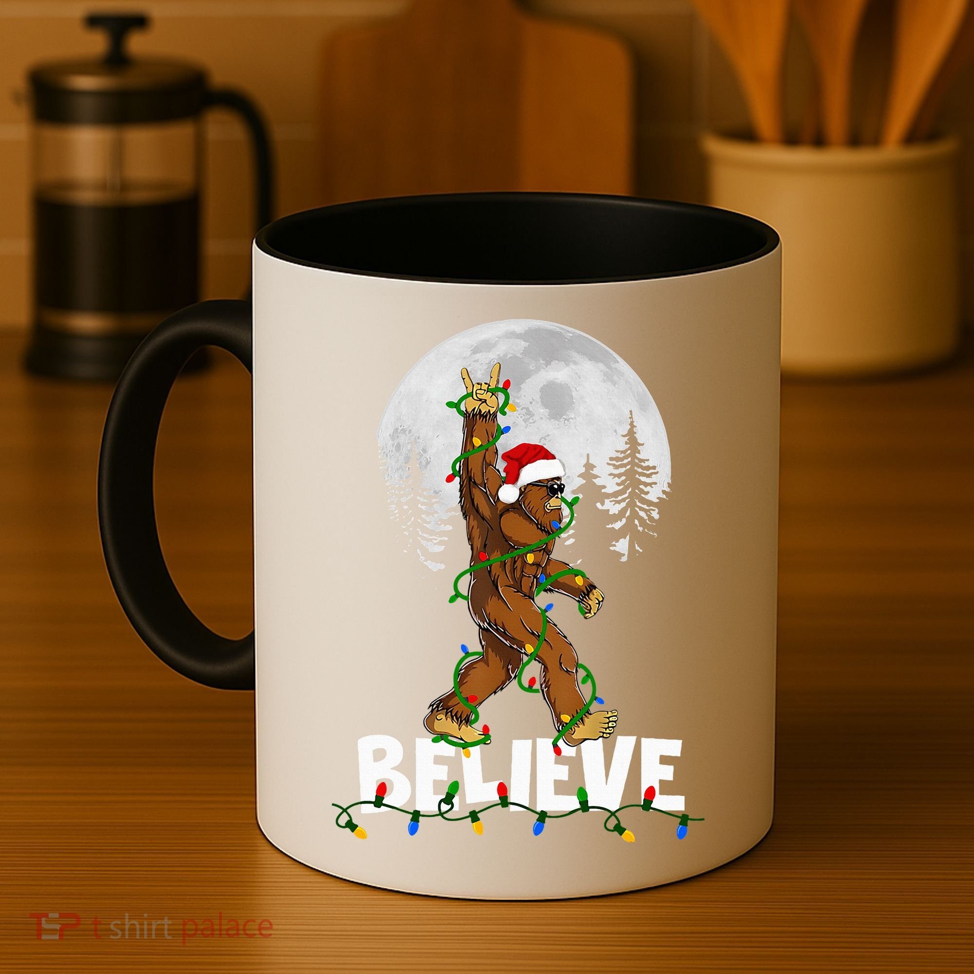 Bigfoot Rock Roll Sasquatch Christmas Believe Gifts  Coffee Mug