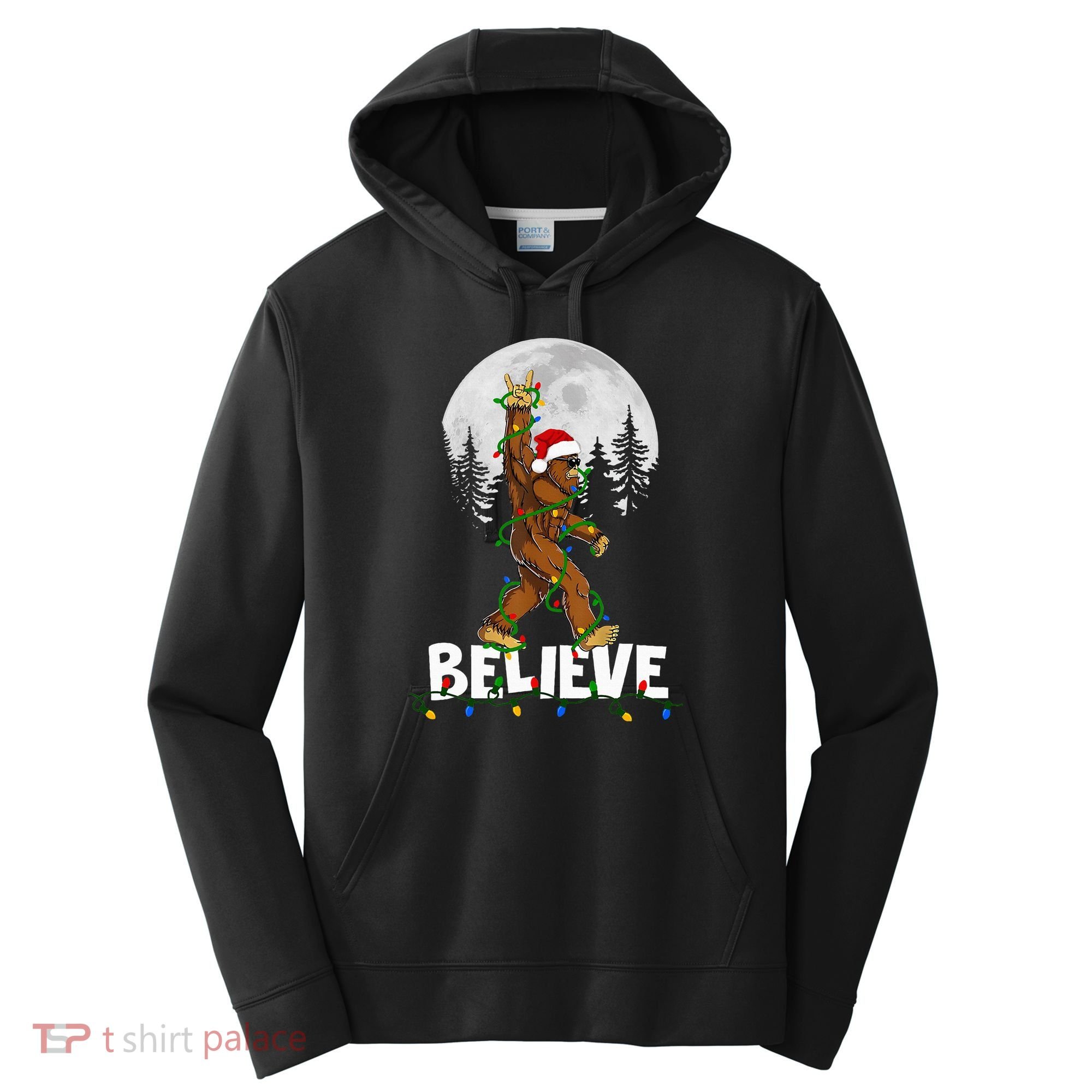 Bigfoot Rock Roll Sasquatch Christmas Believe Gifts  Performance Fleece Hoodie