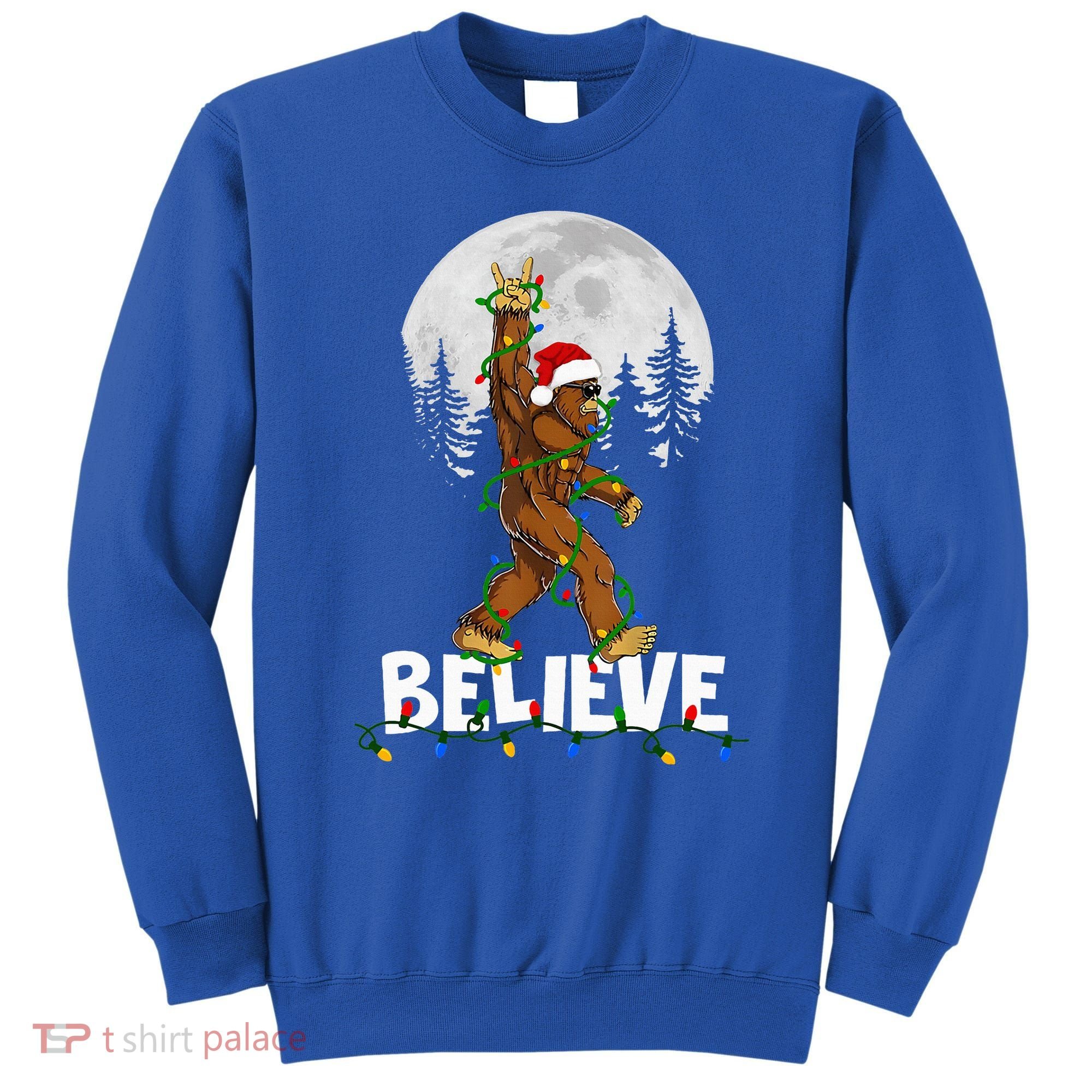 Bigfoot Rock Roll Sasquatch Christmas Believe Gifts  Sweatshirt