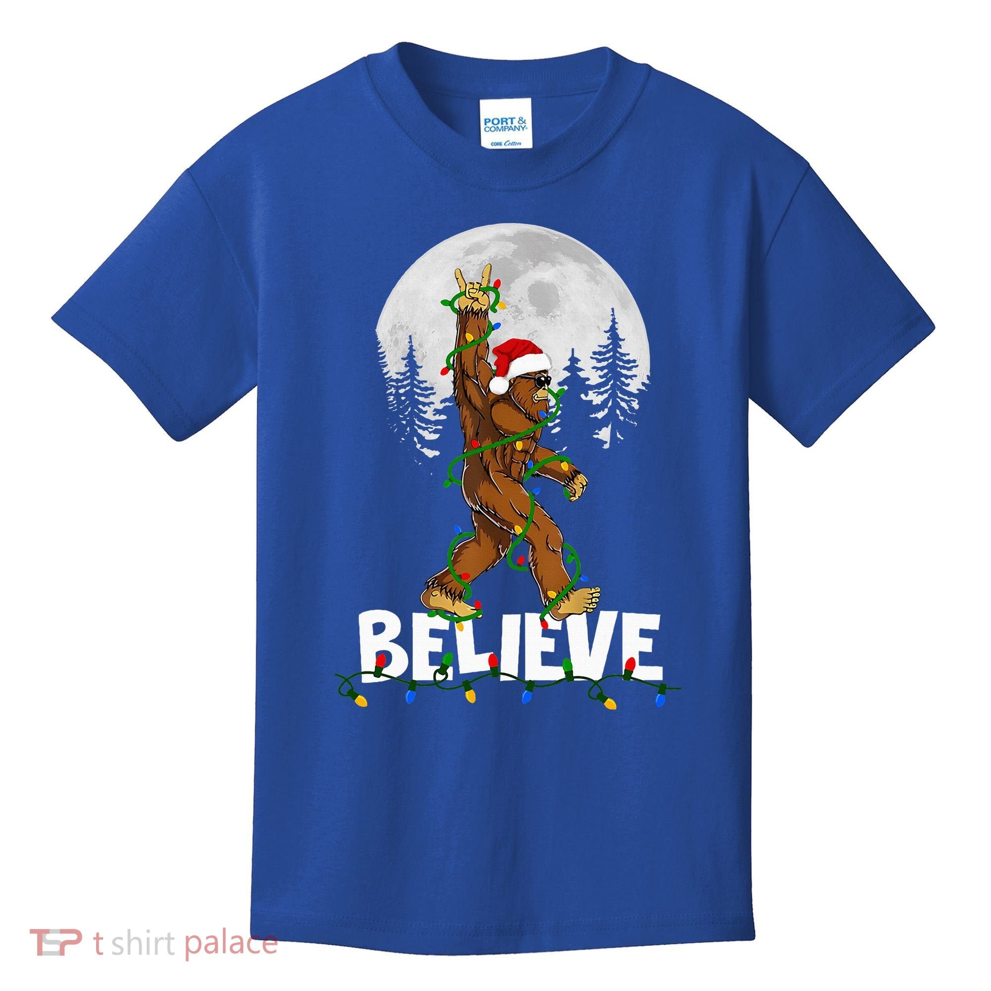 Bigfoot Rock Roll Sasquatch Christmas Believe Gifts  Kids T-Shirt