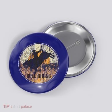 Bull Riding Rodeo Western Country Button