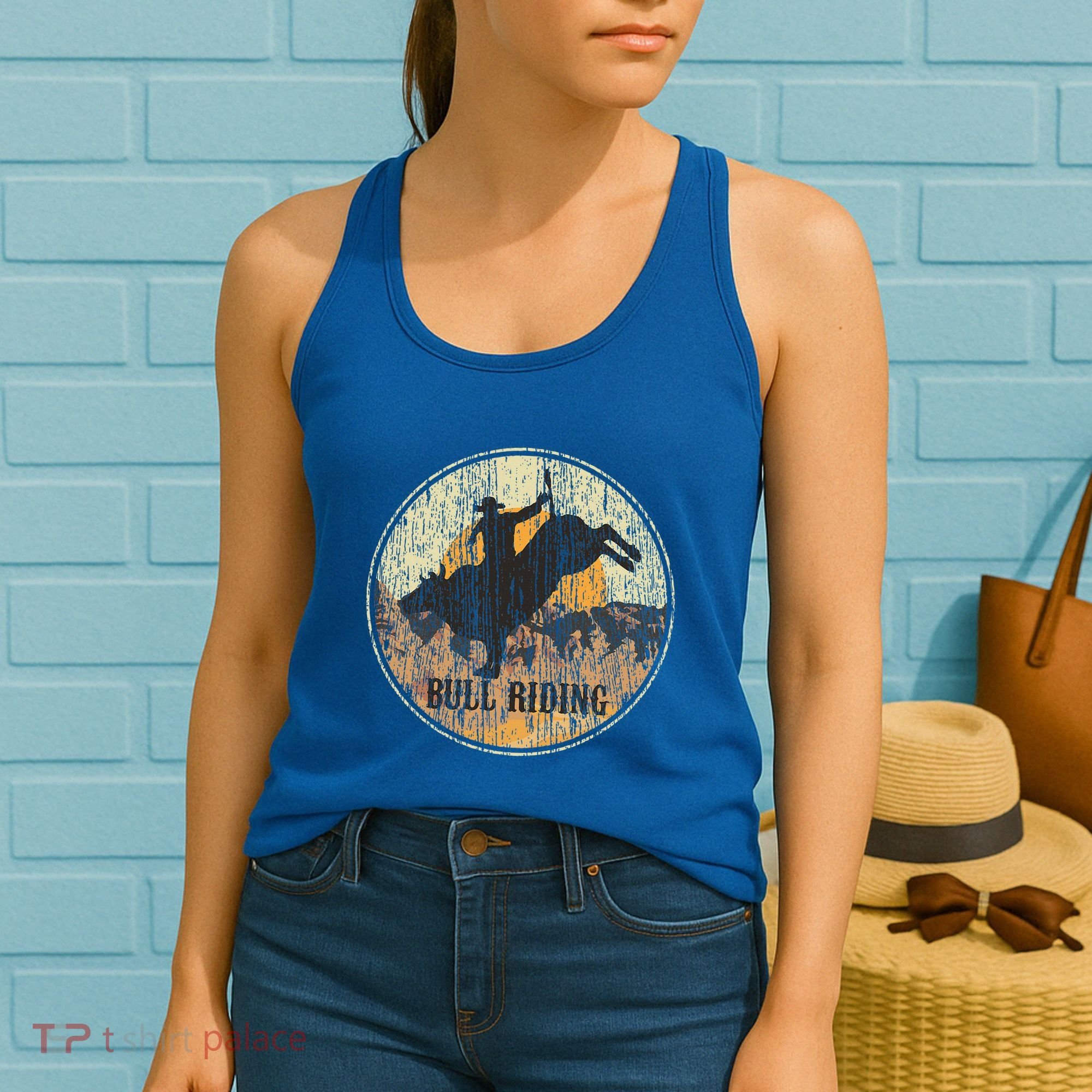 Bull Riding Rodeo Western Country Women's Tank Top