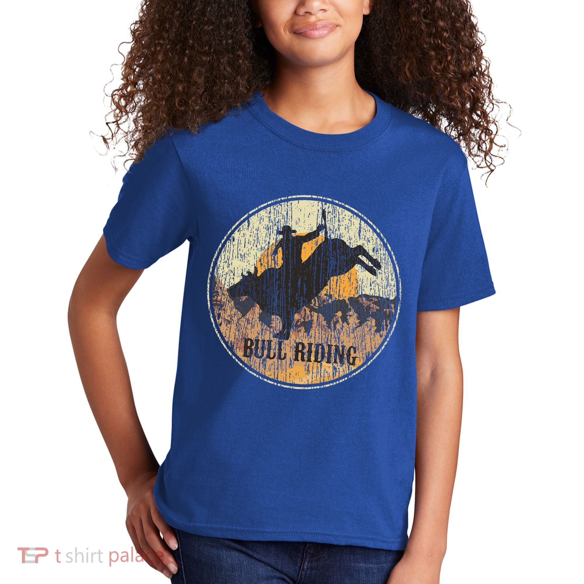 Bull Riding Rodeo Western Country Kids T-Shirt