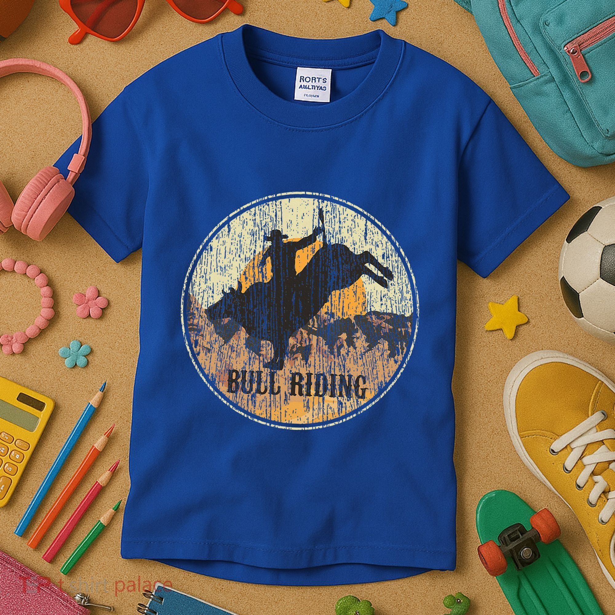 Bull Riding Rodeo Western Country Kids T-Shirt