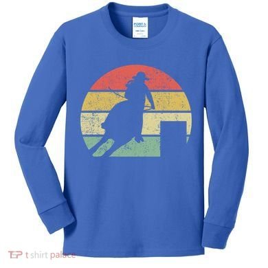 Barrel Racing Rodeo Retro Vintage Gift Kids Long Sleeve Shirt