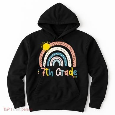 Boho Rainbow Sun For Teachers Women Hello 7th Grade Gift Hoodie