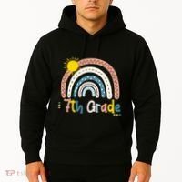 Boho Rainbow Sun For Teachers Women Hello 7th Grade Gift Hoodie thumb 2
