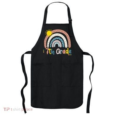 Boho Rainbow Sun For Teachers Women Hello 7th Grade Gift Apron