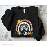 Boho Rainbow Sun For Teachers Women Hello 7th Grade Gift Sweatshirt thumb 2
