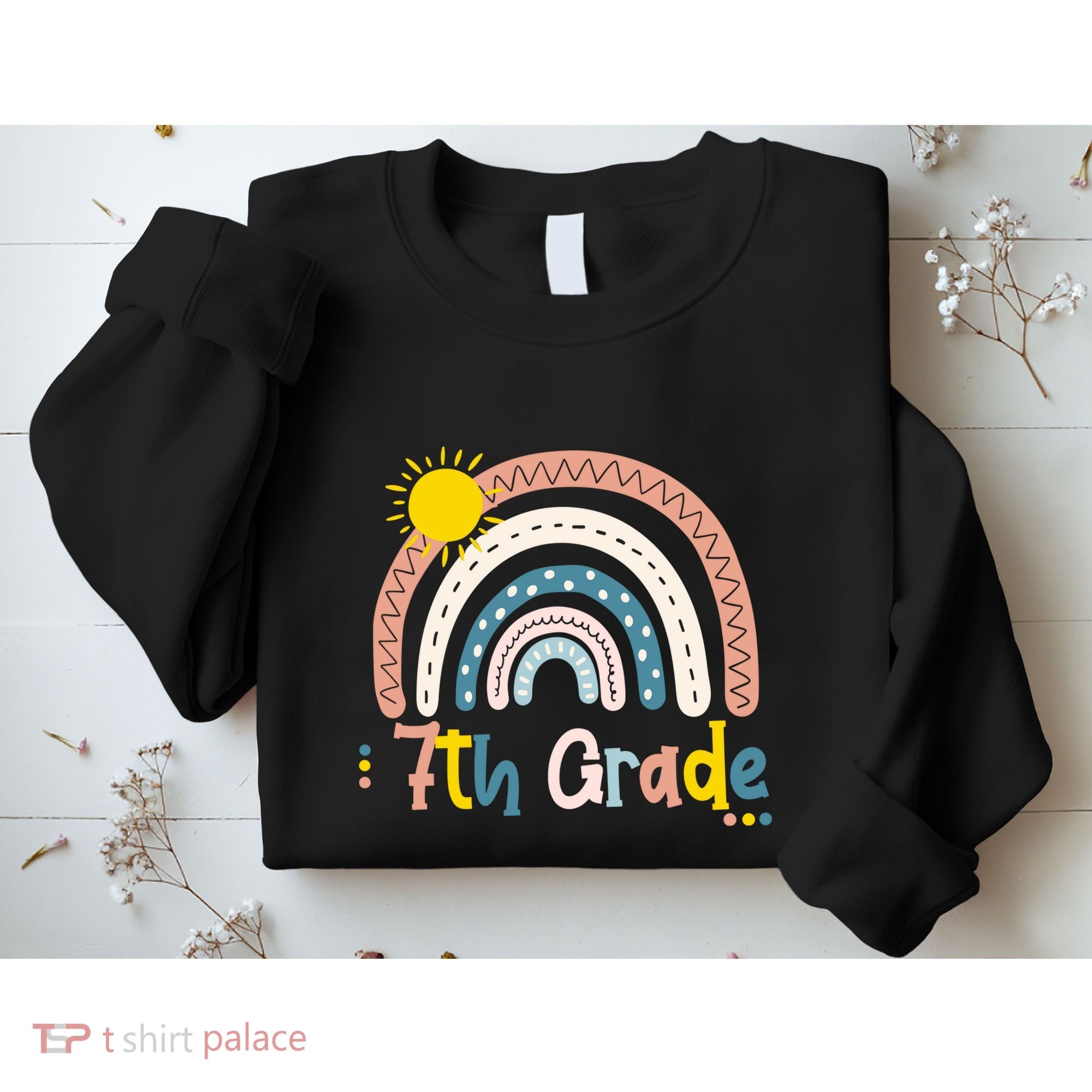 Boho Rainbow Sun For Teachers Women Hello 7th Grade Gift Sweatshirt