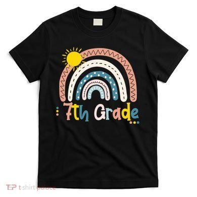 Boho Rainbow Sun For Teachers Women Hello 7th Grade Gift T-Shirt