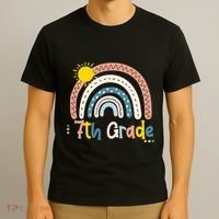Boho Rainbow Sun For Teachers Women Hello 7th Grade Gift T-Shirt thumb 3