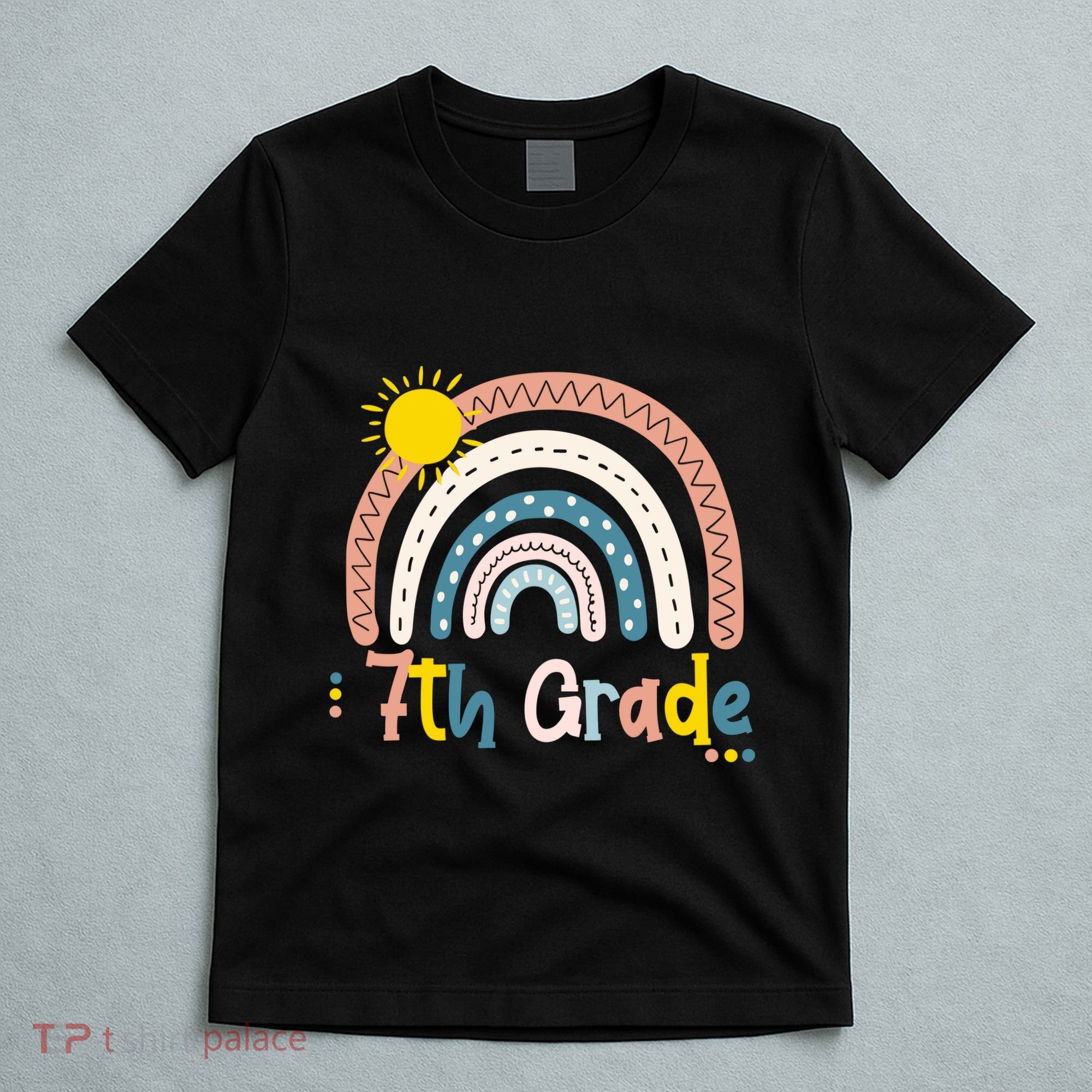 Boho Rainbow Sun For Teachers Women Hello 7th Grade Gift T-Shirt