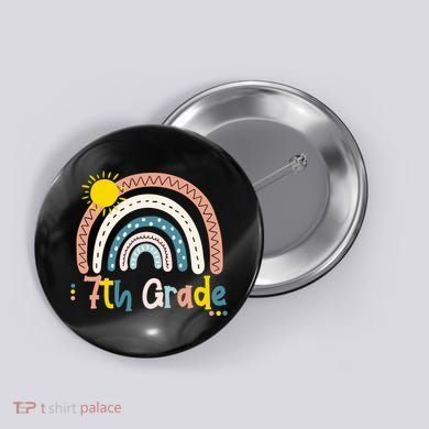 Boho Rainbow Sun For Teachers Women Hello 7th Grade Gift Button