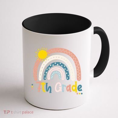 Boho Rainbow Sun For Teachers Women Hello 7th Grade Gift Coffee Mug back