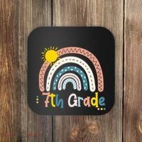 Boho Rainbow Sun For Teachers Women Hello 7th Grade Gift Coaster thumb 0