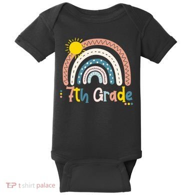 Boho Rainbow Sun For Teachers Women Hello 7th Grade Gift Baby Bodysuit
