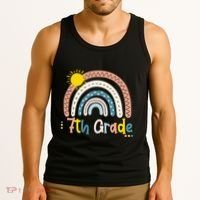 Boho Rainbow Sun For Teachers Women Hello 7th Grade Gift Tank Top thumb 3